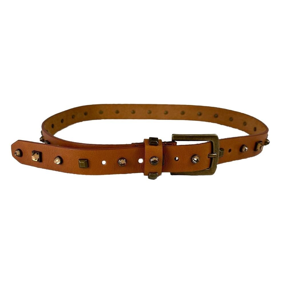 J. Crew Women's Belt‎ Size XS 36” Studded Cognac Brown Boho Hippie Festival Belt